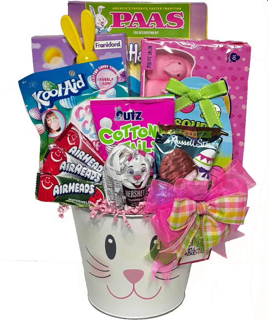 "Hoppy Easter" Gift Pail - Premade Easter Basket for Kids - For Girls