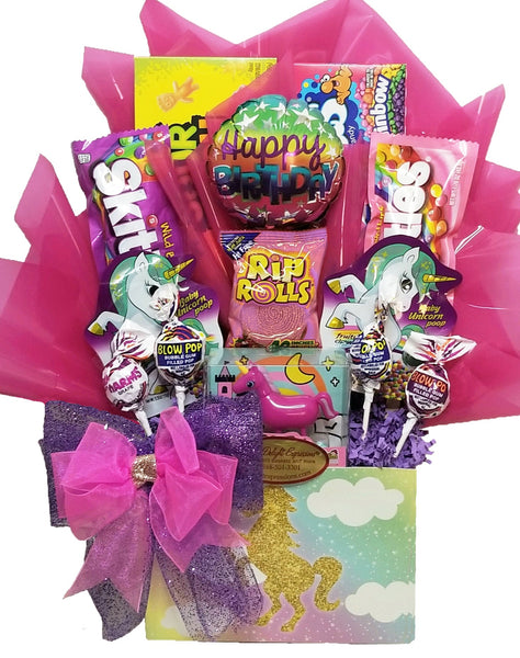 Delight Expressions® "Happy Birthday" Unicorn Candy Gift Basket - Birthday Candy Bouquet