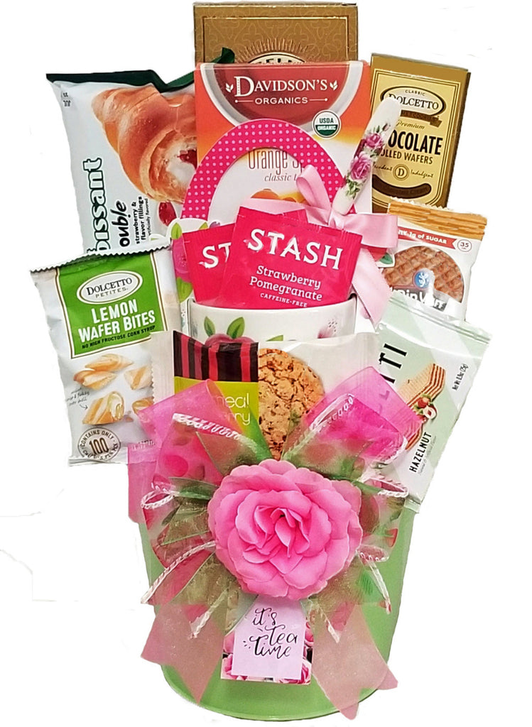 "It's tea time" Gourmet Gift Basket with Mug and Teaspoon - Mother's Day Gift Basket Idea!