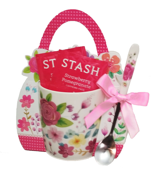 "It's tea time" Gourmet Gift Basket with Mug and Teaspoon - Mother's Day Gift Basket Idea!