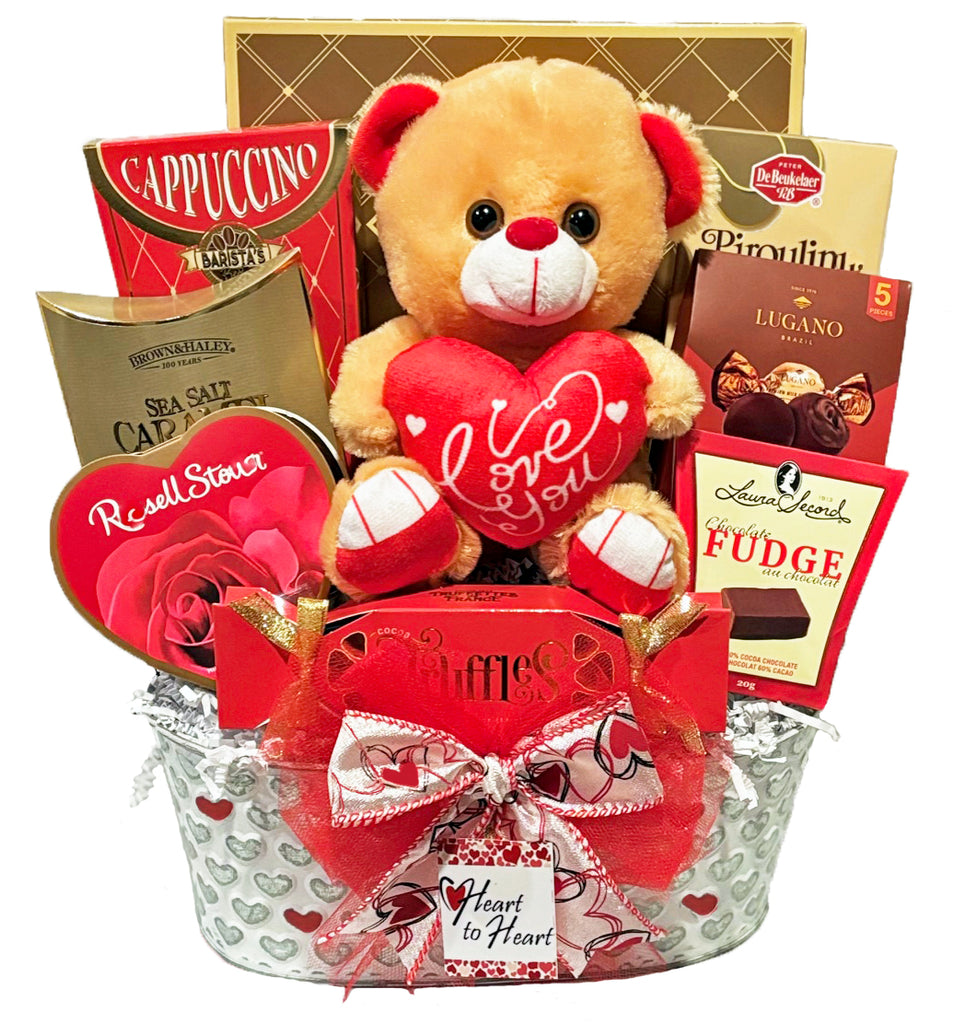 Heart to Heart Valentine's Day Gift Basket - For her - For him
