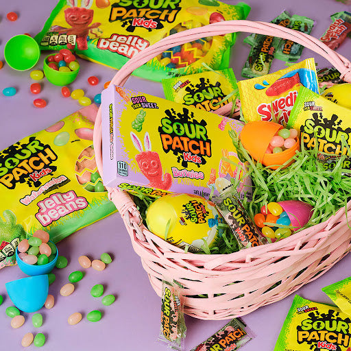 "Hoppy Easter" Premade Easter Gift Basket for kids - Prefilled Easter Gift Basket with Candy and Chocolate for Girls
