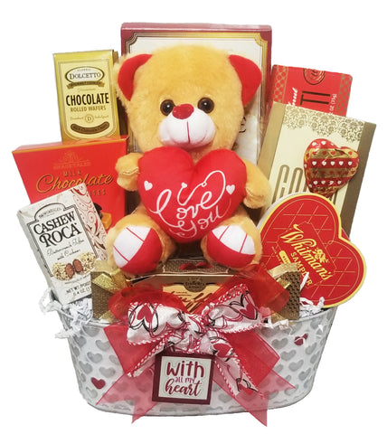 Heart to Heart Valentine's Day Gift Basket - For her - For him